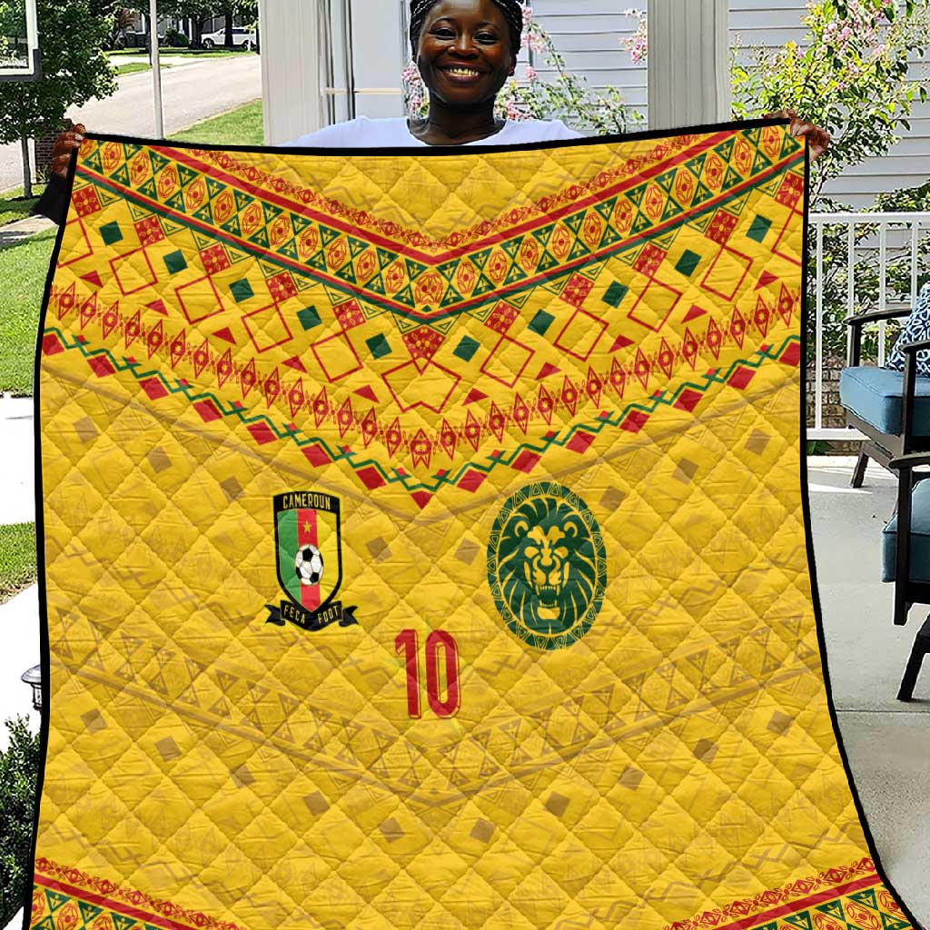 Custom Cameroon Football Quilt Tribal Motifs Yellow Color - African Pride