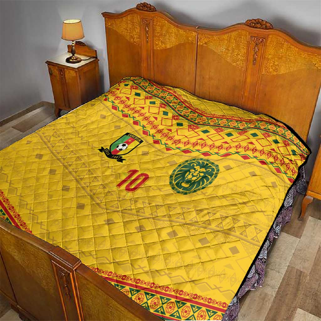 Custom Cameroon Football Quilt Tribal Motifs Yellow Color - African Pride