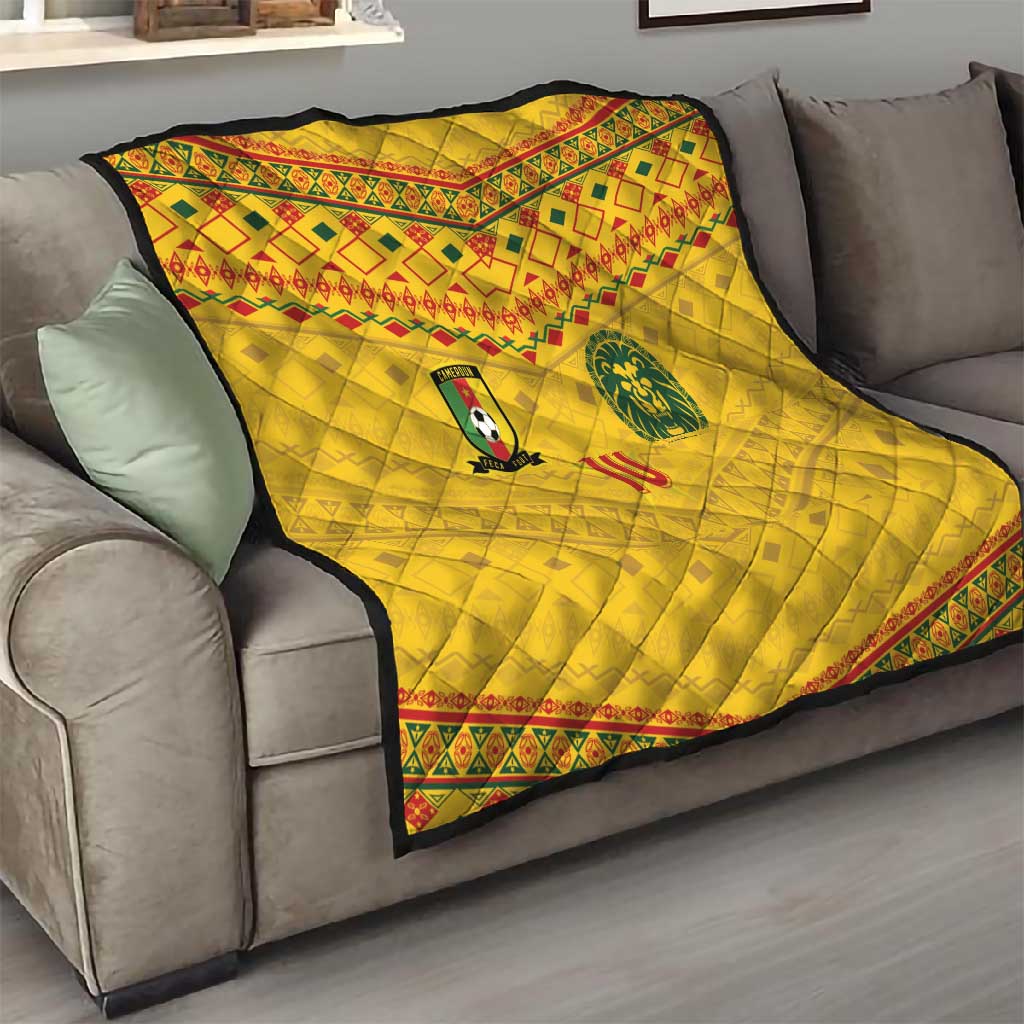Custom Cameroon Football Quilt Tribal Motifs Yellow Color - African Pride