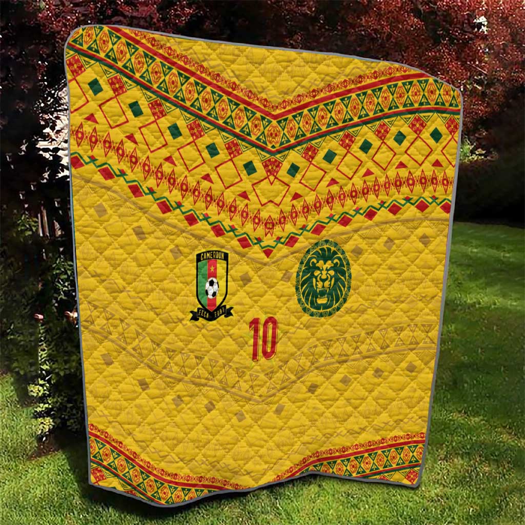 Custom Cameroon Football Quilt Tribal Motifs Yellow Color - African Pride