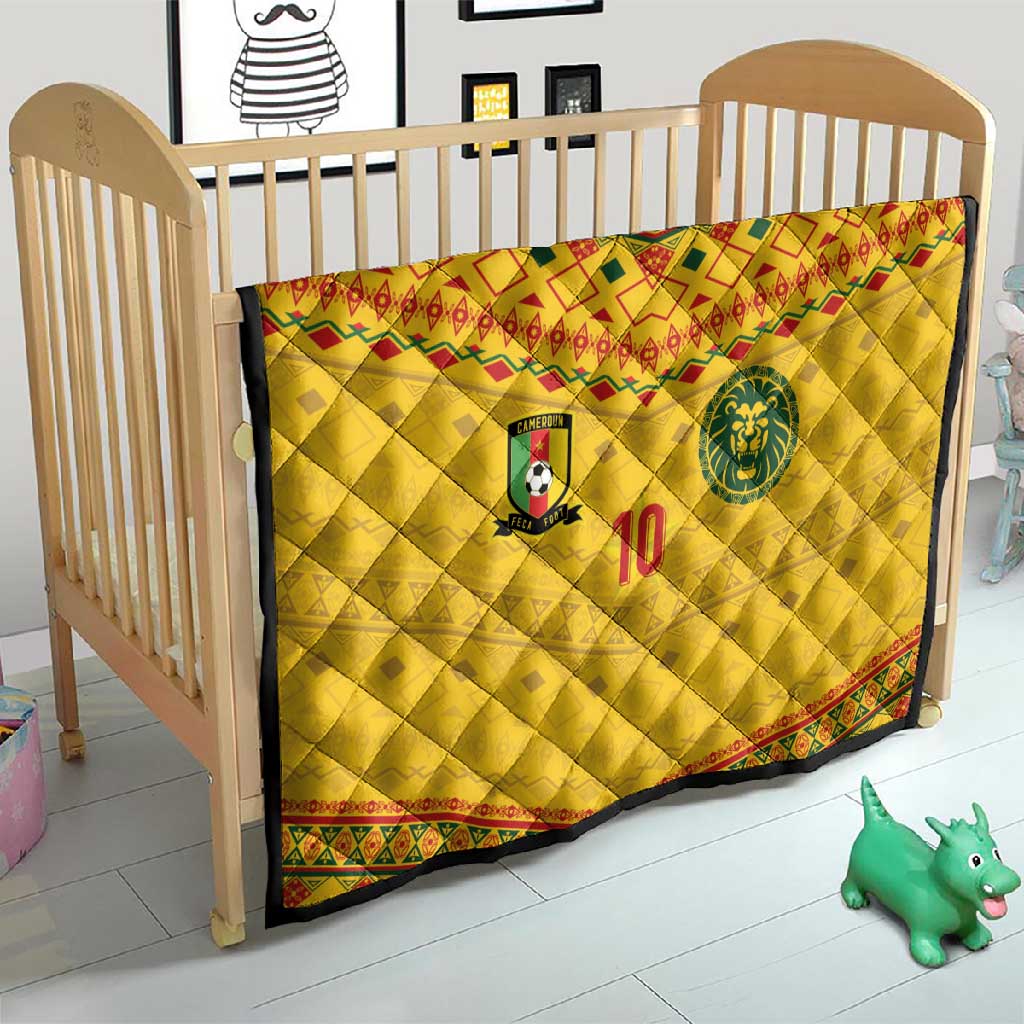 Custom Cameroon Football Quilt Tribal Motifs Yellow Color - African Pride