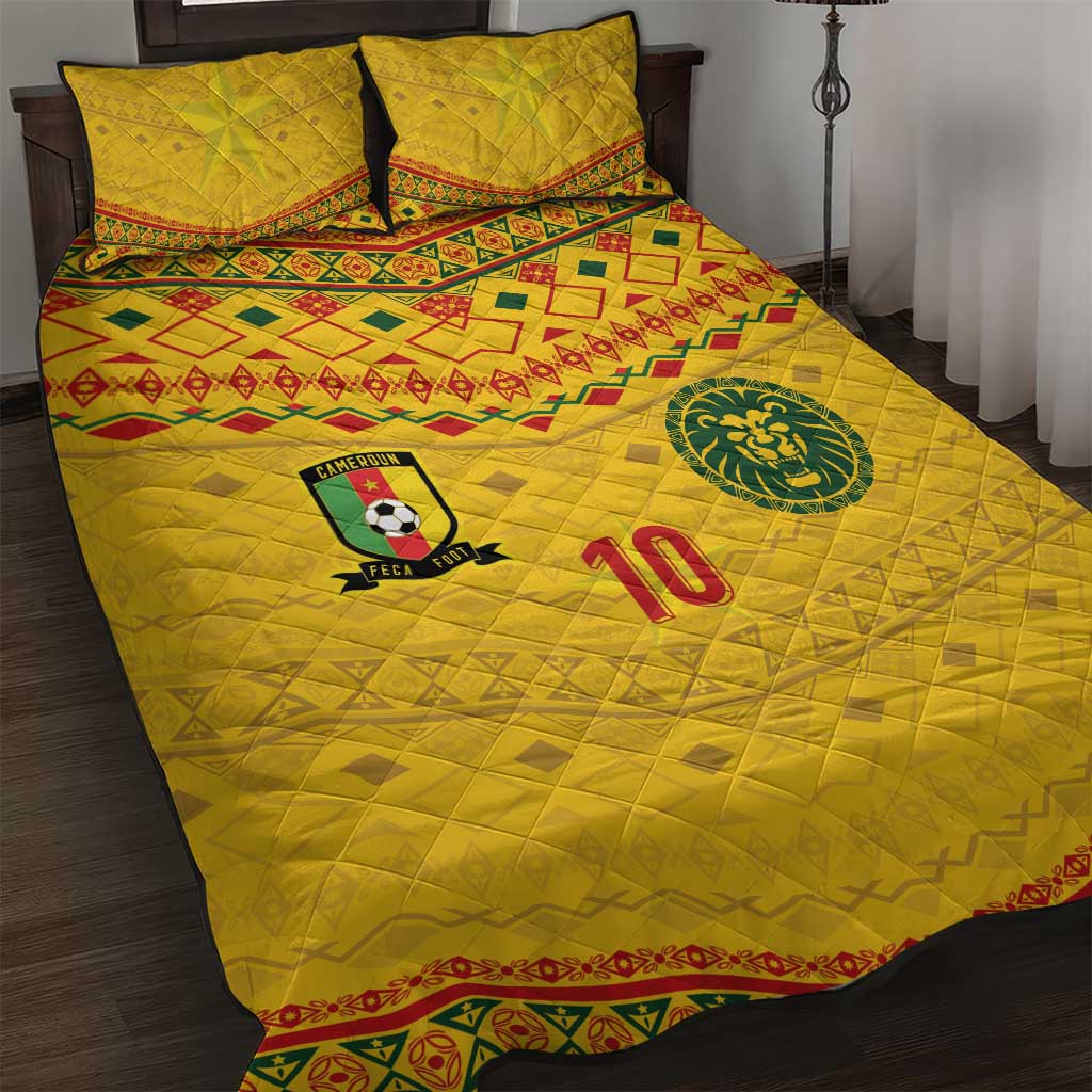 Custom Cameroon Football Quilt Bed Set Tribal Motifs Yellow Color - African Pride