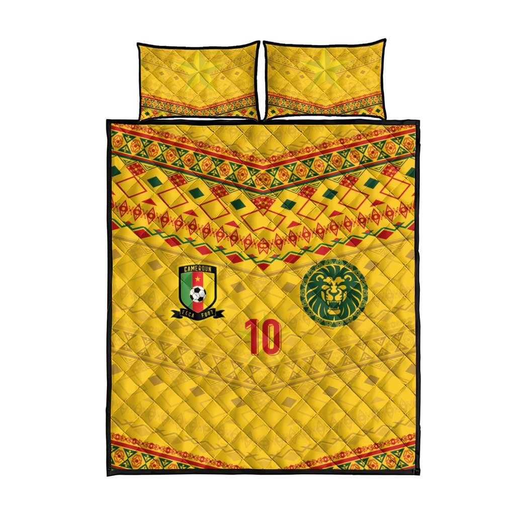 Custom Cameroon Football Quilt Bed Set Tribal Motifs Yellow Color - African Pride