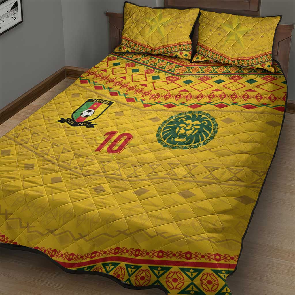 Custom Cameroon Football Quilt Bed Set Tribal Motifs Yellow Color - African Pride