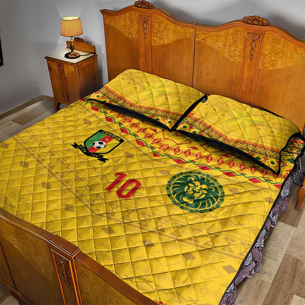 Custom Cameroon Football Quilt Bed Set Tribal Motifs Yellow Color - African Pride