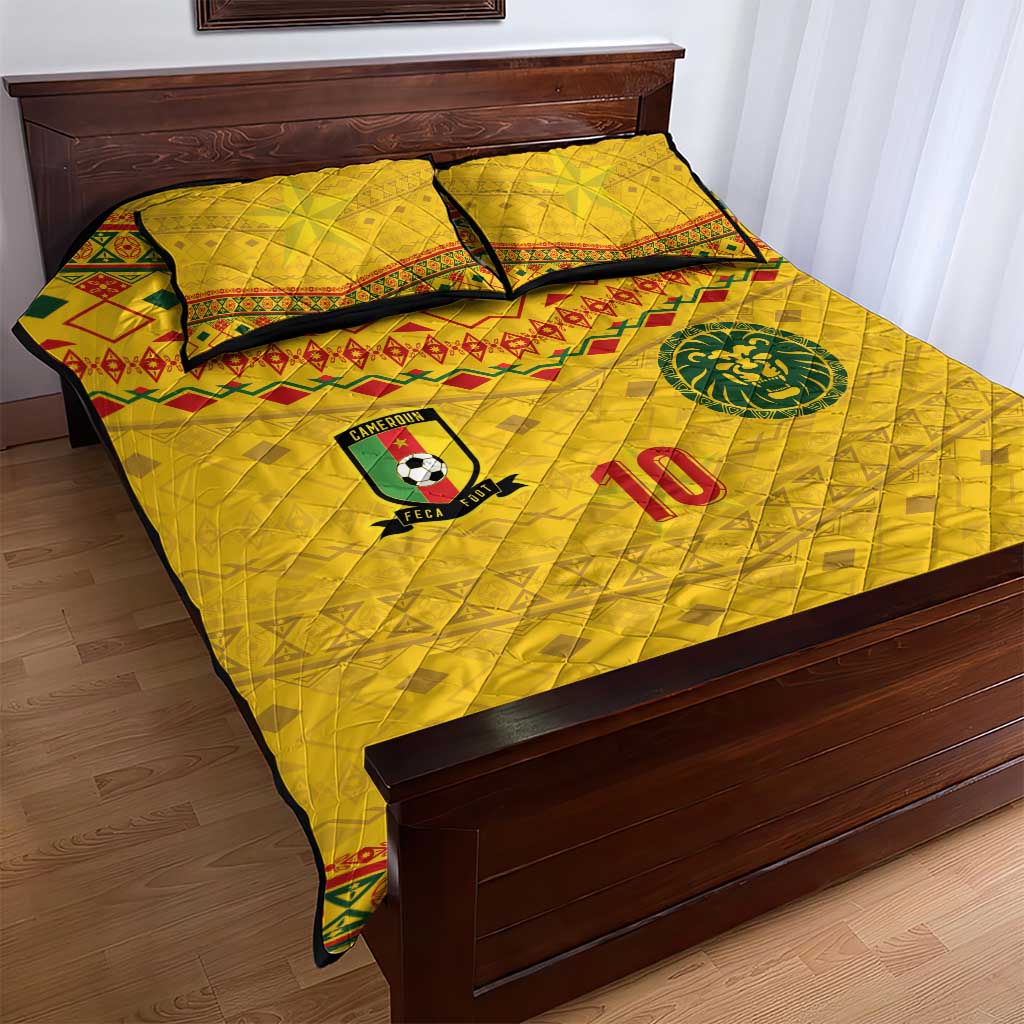 Custom Cameroon Football Quilt Bed Set Tribal Motifs Yellow Color - African Pride