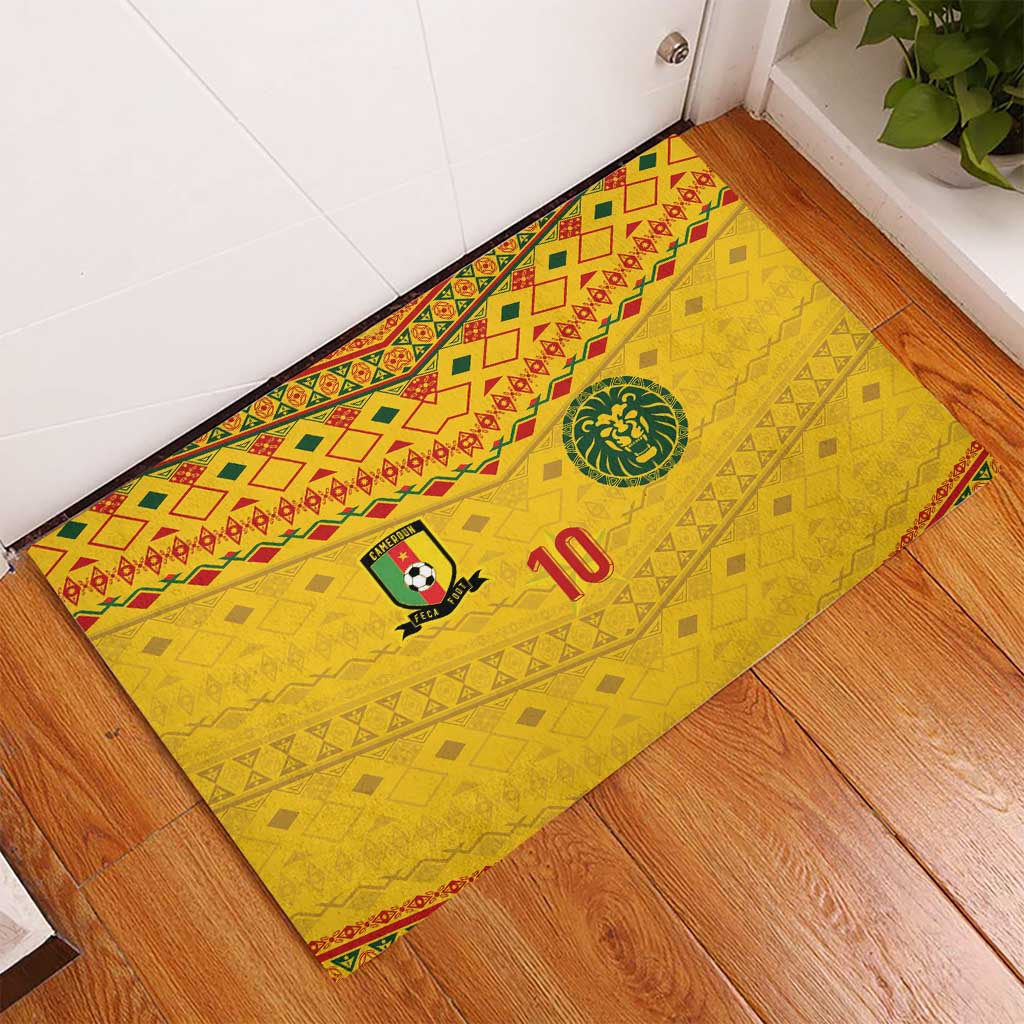 Custom Cameroon Football Rubber Doormat Tribal Motifs Yellow Color - African Pride
