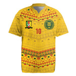 Custom Cameroon Football Rugby Jersey Tribal Motifs Yellow Color - African Pride