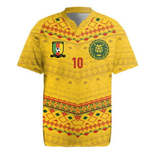 Custom Cameroon Football Rugby Jersey Tribal Motifs Yellow Color - African Pride