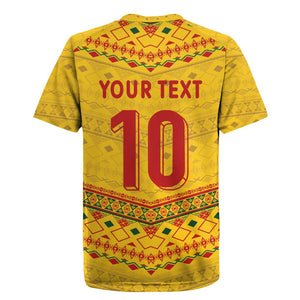 Custom Cameroon Football Rugby Jersey Tribal Motifs Yellow Color - African Pride