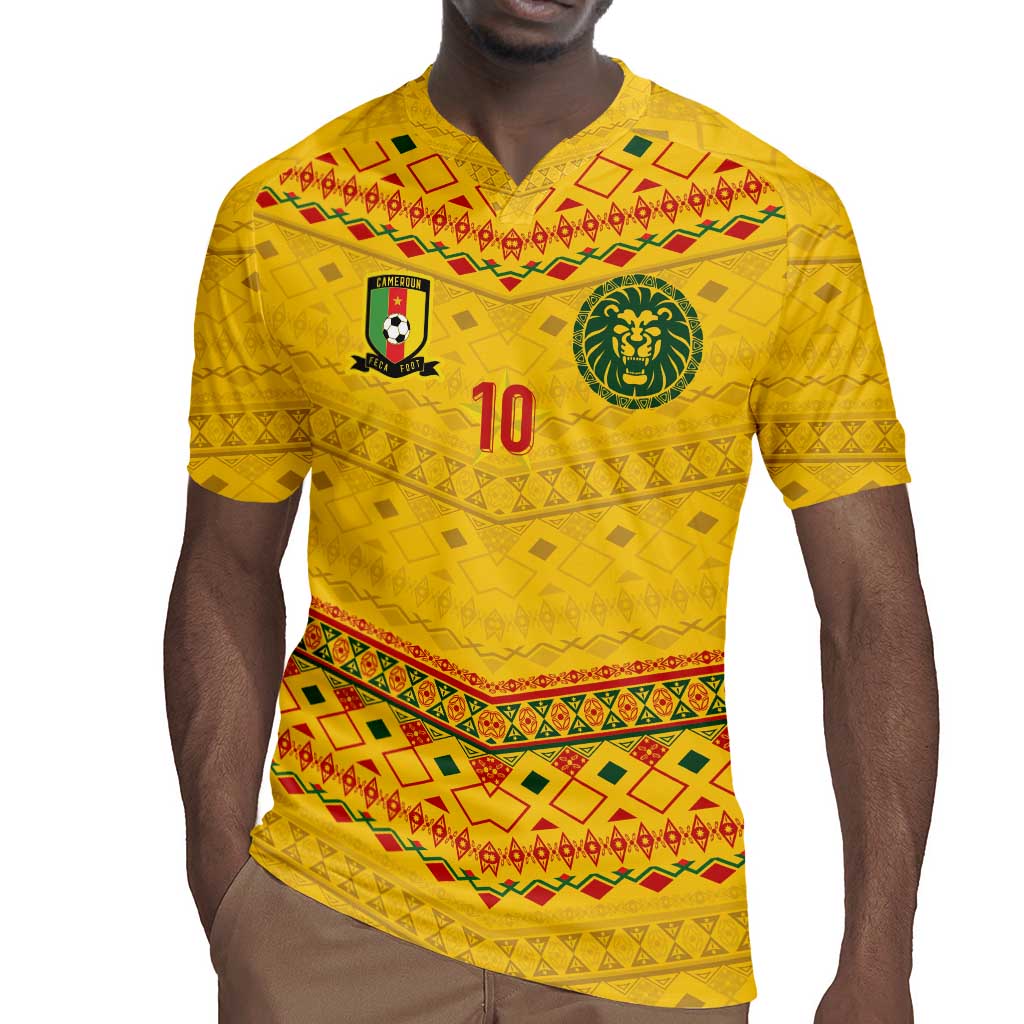 Custom Cameroon Football Rugby Jersey Tribal Motifs Yellow Color - African Pride