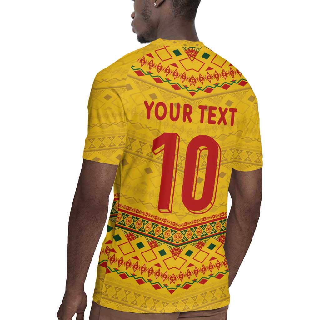 Custom Cameroon Football Rugby Jersey Tribal Motifs Yellow Color - African Pride