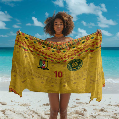 Custom Cameroon Football Sarong Tribal Motifs Yellow Color - African Pride
