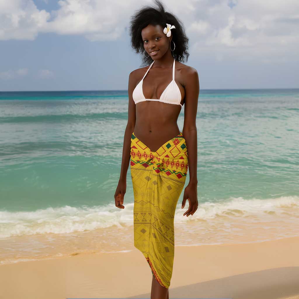 Custom Cameroon Football Sarong Tribal Motifs Yellow Color - African Pride