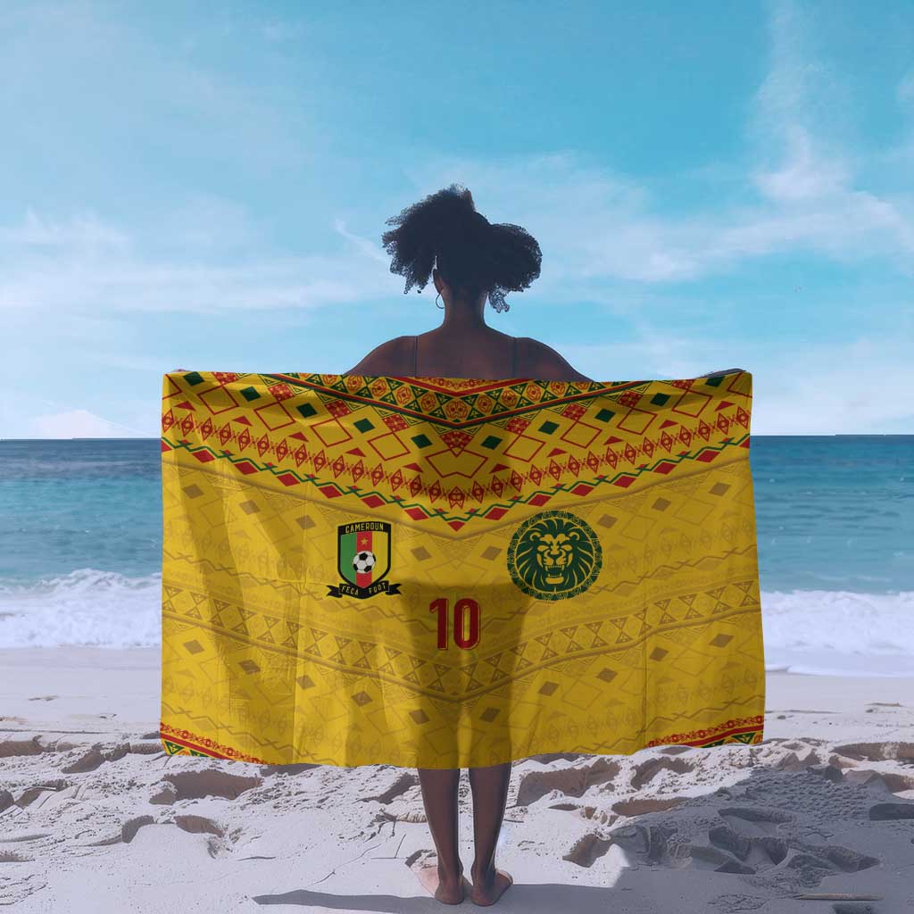 Custom Cameroon Football Sarong Tribal Motifs Yellow Color - African Pride