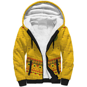 Custom Cameroon Football Sherpa Hoodie Tribal Motifs Yellow Color - African Pride