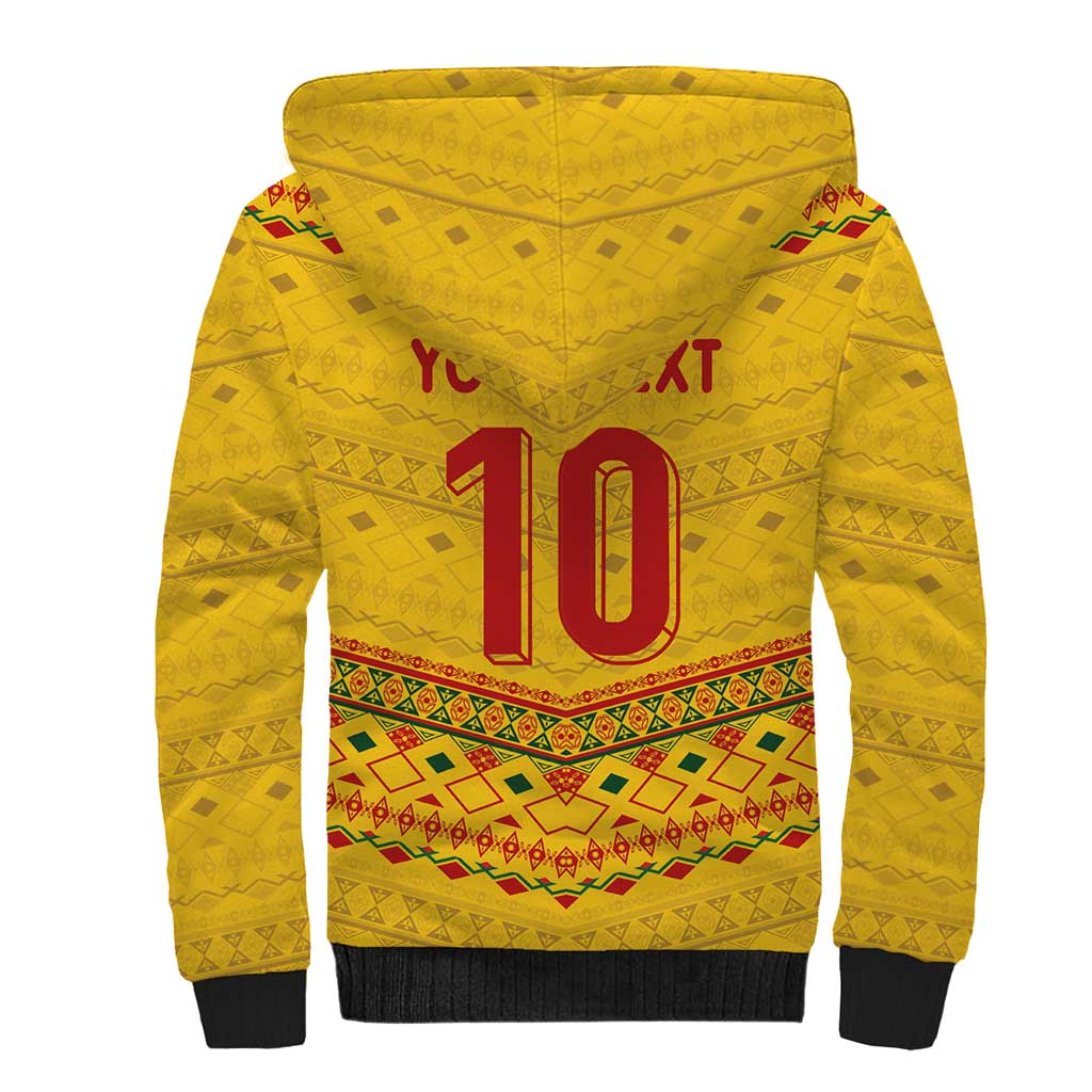 Custom Cameroon Football Sherpa Hoodie Tribal Motifs Yellow Color - African Pride