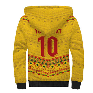 Custom Cameroon Football Sherpa Hoodie Tribal Motifs Yellow Color - African Pride