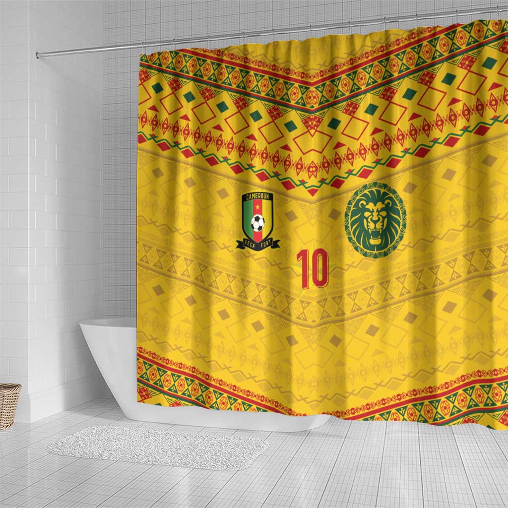 Custom Cameroon Football Shower Curtain Tribal Motifs Yellow Color - African Pride