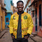 Custom Cameroon Football Sleeve Zip Bomber Jacket Tribal Motifs Yellow Color - African Pride