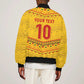 Custom Cameroon Football Sleeve Zip Bomber Jacket Tribal Motifs Yellow Color - African Pride