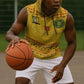 Custom Cameroon Football Sleeveless Hoodie Tribal Motifs Yellow Color - African Pride
