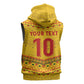 Custom Cameroon Football Sleeveless Zip Hoodie Tribal Motifs Yellow Color - African Pride