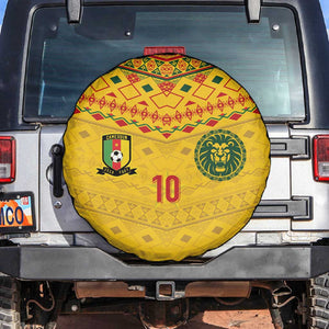 Custom Cameroon Football Spare Tire Cover Tribal Motifs Yellow Color - African Pride