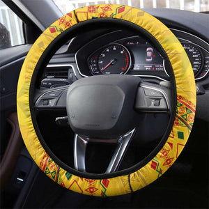 Cameroon Football Steering Wheel Cover Tribal Motifs Yellow Color - African Pride