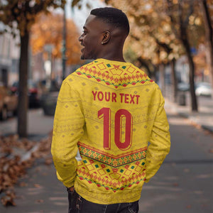 Custom Cameroon Football Sweatshirt Tribal Motifs Yellow Color - African Pride