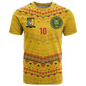 Custom Cameroon Football T shirt Tribal Motifs Yellow Color - African Pride