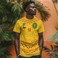 Custom Cameroon Football T shirt Tribal Motifs Yellow Color - African Pride