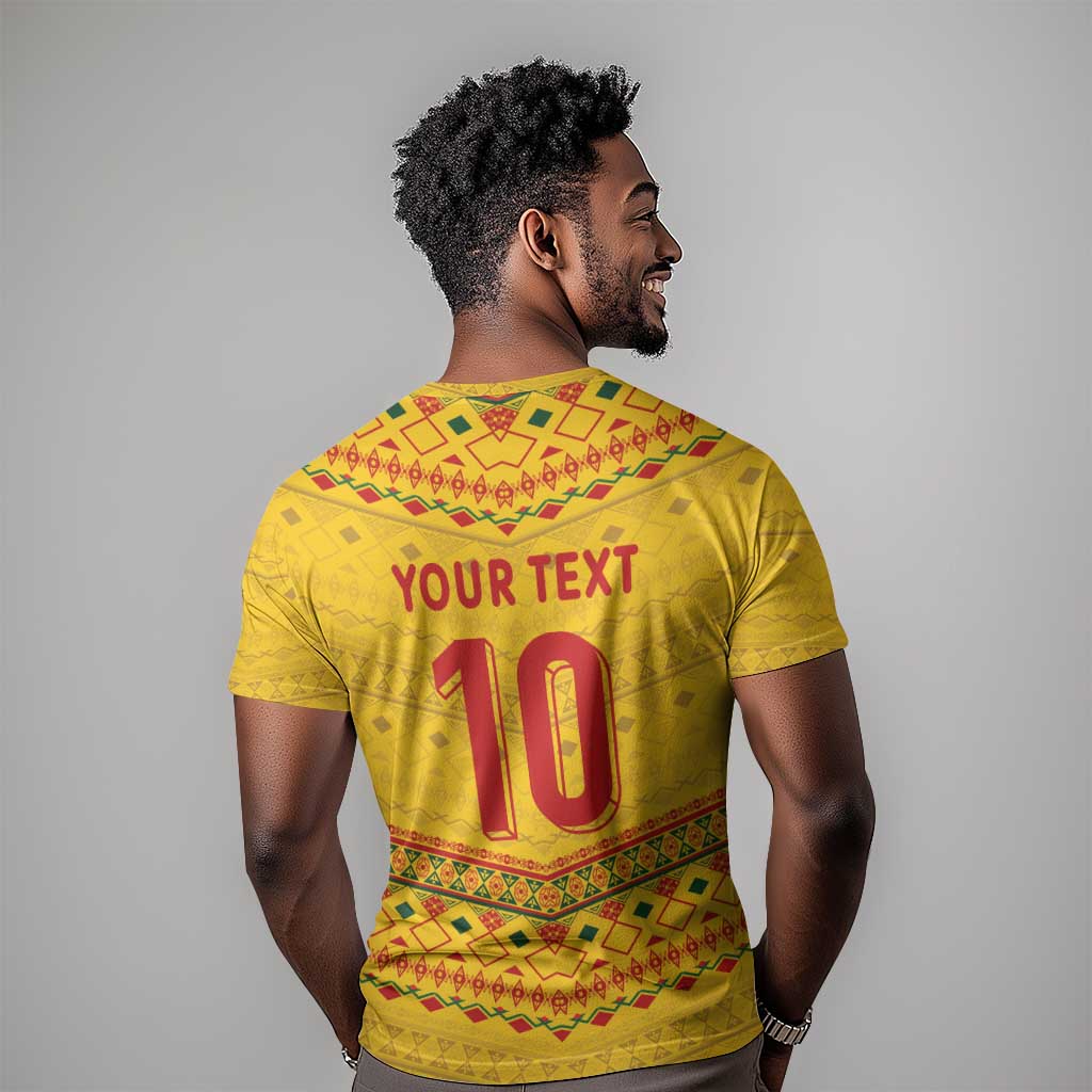 Custom Cameroon Football T shirt Tribal Motifs Yellow Color - African Pride