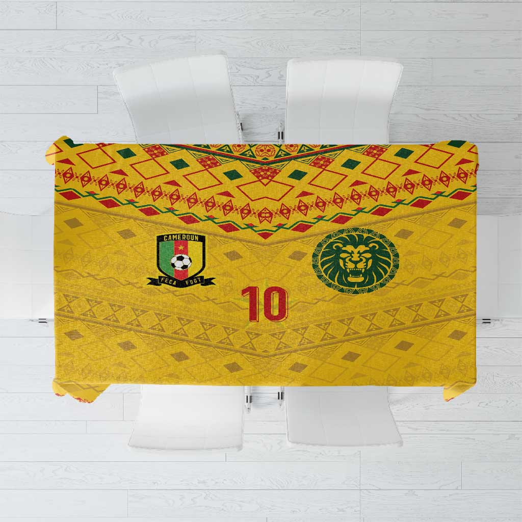 Custom Cameroon Football Tablecloth Tribal Motifs Yellow Color - African Pride