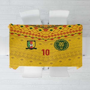 Custom Cameroon Football Tablecloth Tribal Motifs Yellow Color - African Pride