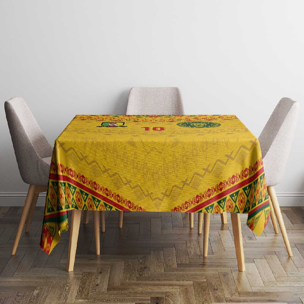 Custom Cameroon Football Tablecloth Tribal Motifs Yellow Color - African Pride