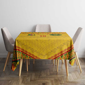 Custom Cameroon Football Tablecloth Tribal Motifs Yellow Color - African Pride