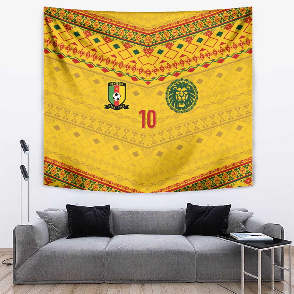 Custom Cameroon Football Tapestry Tribal Motifs Yellow Color - African Pride