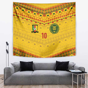 Custom Cameroon Football Tapestry Tribal Motifs Yellow Color - African Pride