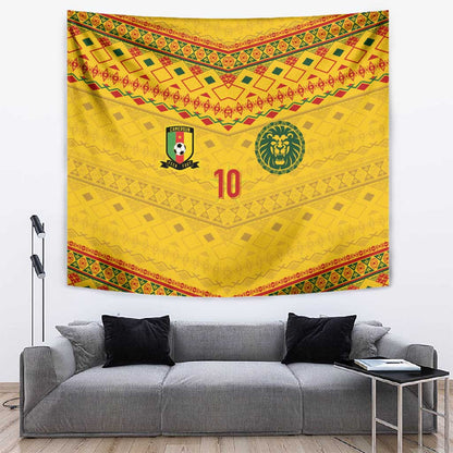 Custom Cameroon Football Tapestry Tribal Motifs Yellow Color - African Pride