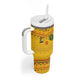 Custom Cameroon Football Tumbler With Handle Tribal Motifs Yellow Color - African Pride