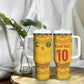 Custom Cameroon Football Tumbler With Handle Tribal Motifs Yellow Color - African Pride