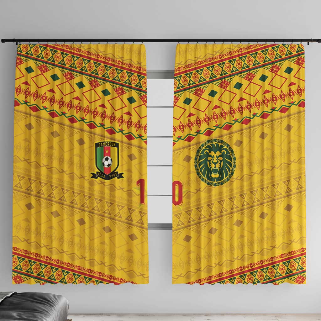 Custom Cameroon Football Window Curtain Tribal Motifs Yellow Color - African Pride