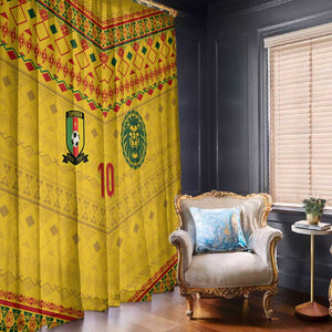 Custom Cameroon Football Window Curtain Tribal Motifs Yellow Color - African Pride