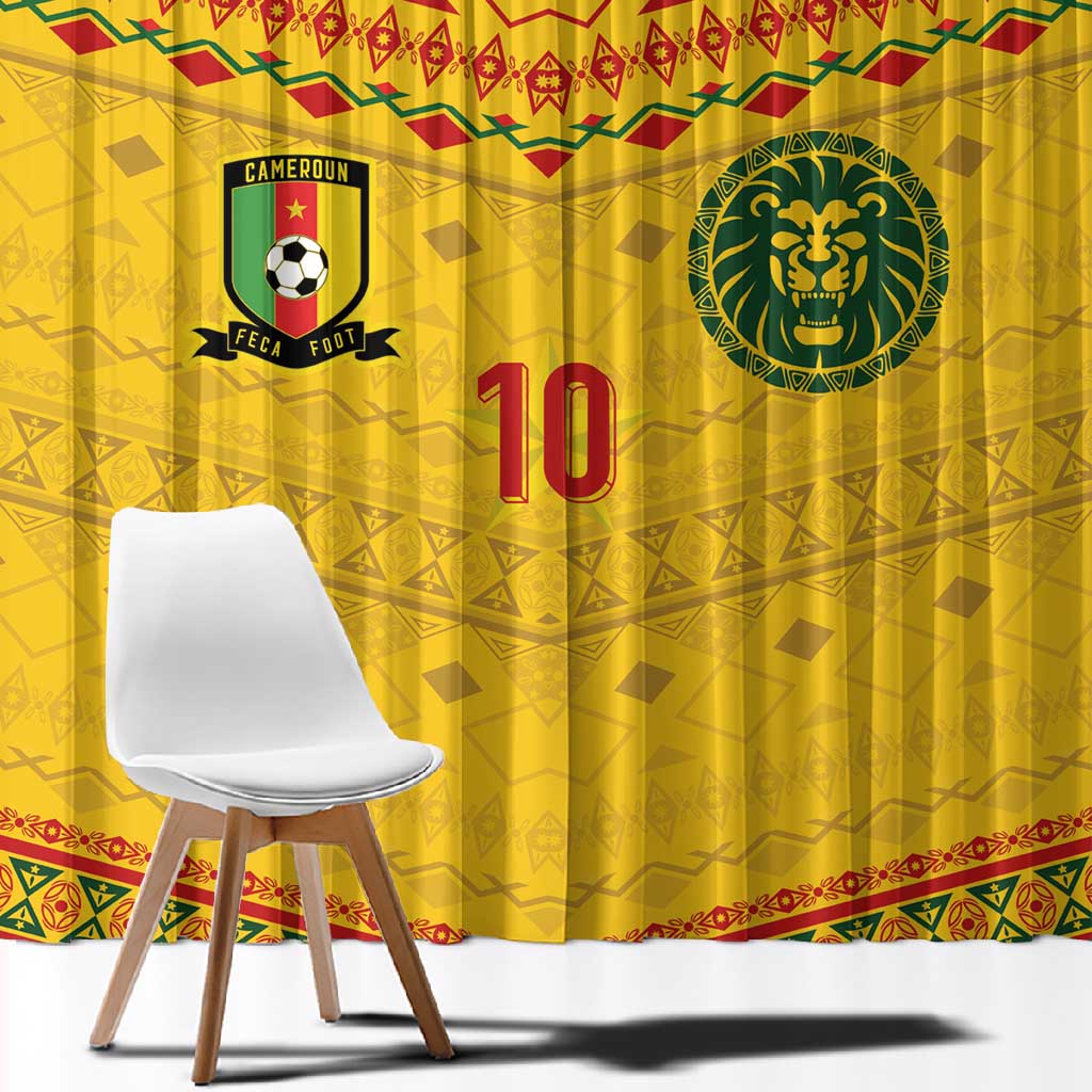 Custom Cameroon Football Window Curtain Tribal Motifs Yellow Color - African Pride