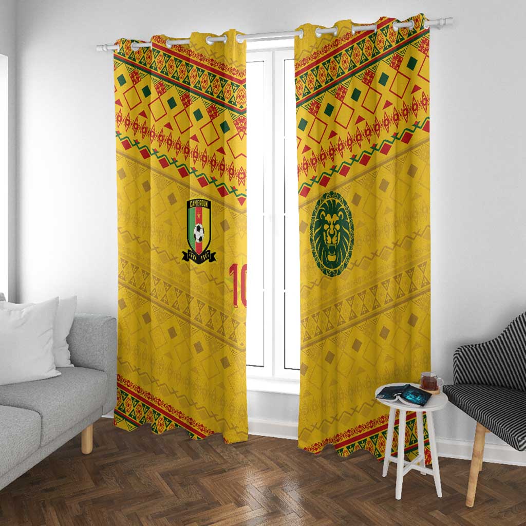 Custom Cameroon Football Window Curtain Tribal Motifs Yellow Color - African Pride