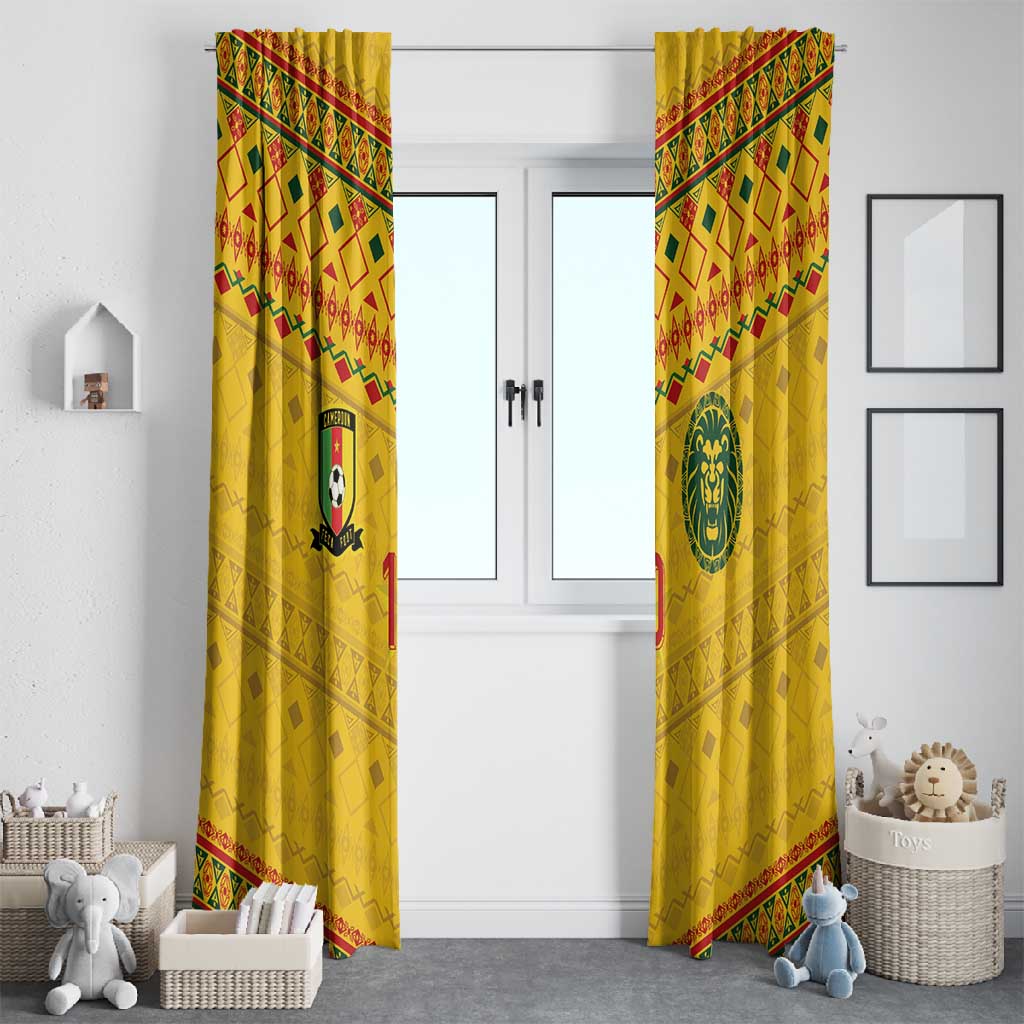 Custom Cameroon Football Window Curtain Tribal Motifs Yellow Color - African Pride