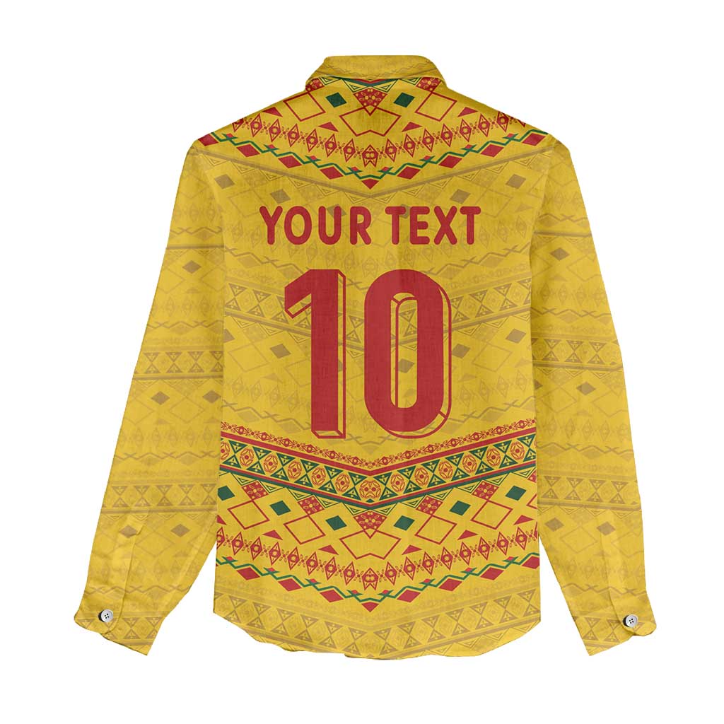Custom Cameroon Football Women Casual Shirt Tribal Motifs Yellow Color - African Pride