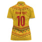 Custom Cameroon Football Women Polo Shirt Tribal Motifs Yellow Color - African Pride