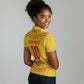 Custom Cameroon Football Women Polo Shirt Tribal Motifs Yellow Color - African Pride